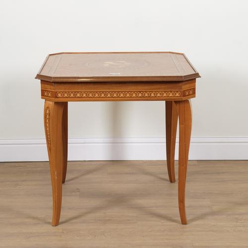 A 20TH CENTURY MARQUETRY INLAID WALNUT GAMES COMPENDIUM TABLE