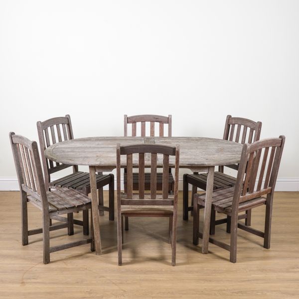 A HARDWOOD OVAL GARDEN TABLE (7)