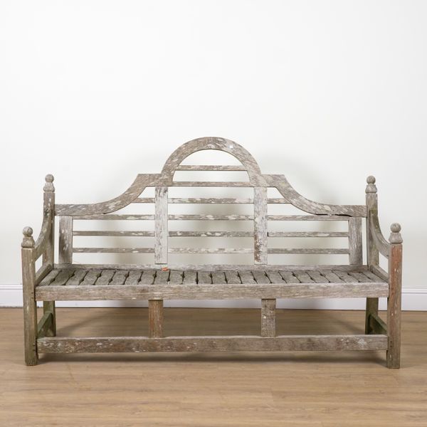 A LUTYENS STYLE HARDWOOD GARDEN BENCH