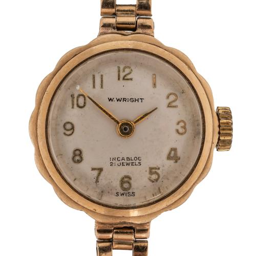 A W.WRIGHT 9CT GOLD LADY'S BRACELET WRISTWATCH