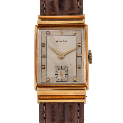 AN 18CT GOLD HAMILTON WATCH