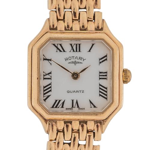 A ROTARY QUARTZ 9CT GOLD LADY'S BRACELET WRISTWATCH