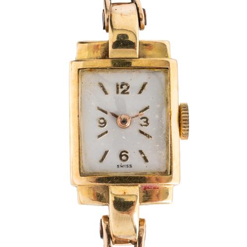 A GOLD LADY'S WRIST WATCH (2)