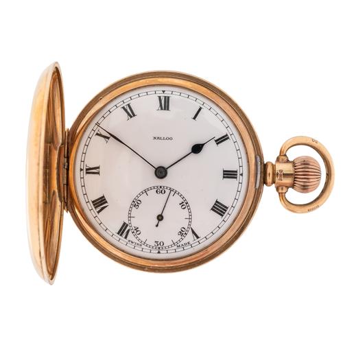 A GENTLEMAN'S 9CT GOLD CASED, KEYLESS WIND, HUNTING CASED POCKET WATCH