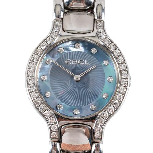 AN EBEL BELUGA STEEL AND DIAMOND SET LADY'S BRACELET WRISTWATCH