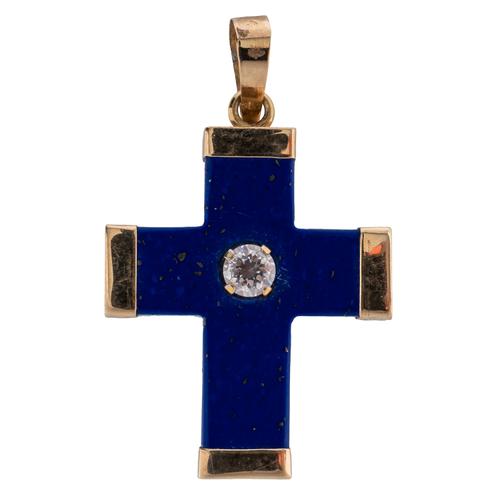 A LAPIS LAZULI CROSS PENDANT