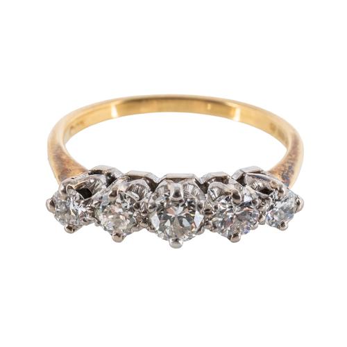 A FIVE STONE DIAMOND RING