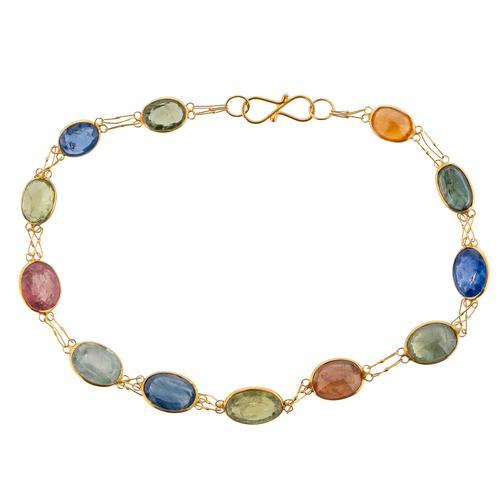 A MULTI COLOURED SAPPHIRE BRACELET