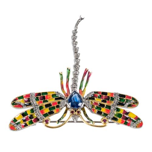 A DRAGONFLY PENDANT BROOCH