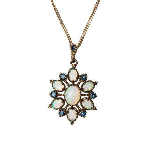 AN OPAL AND SAPPHIRE PENDANT