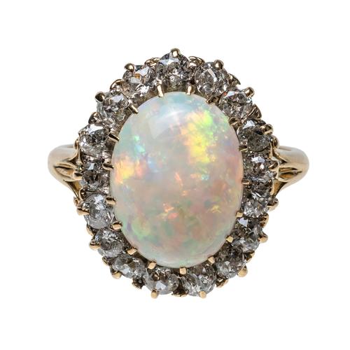 AN OPAL AND DIAMOND RING