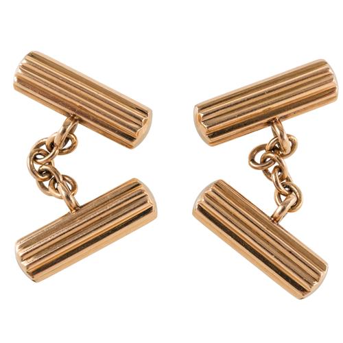 A PAIR OF CYLINDRICAL CUFFLINKS