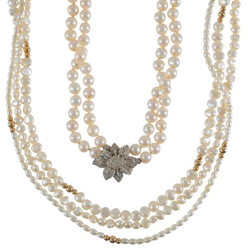 TWO CULTURED PEARL NECKLACES (2)