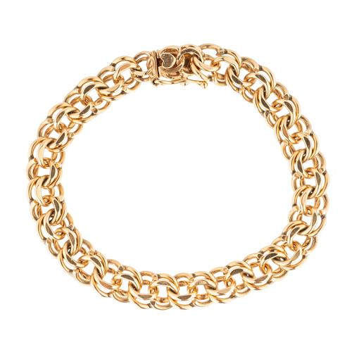 A 14CT GOLD FANCY LINK BRACELET