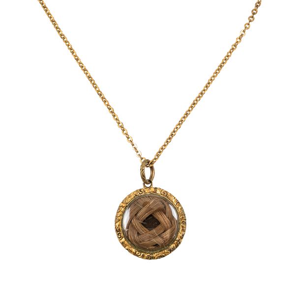 A HAIRWORK PENDANT NECKLACE