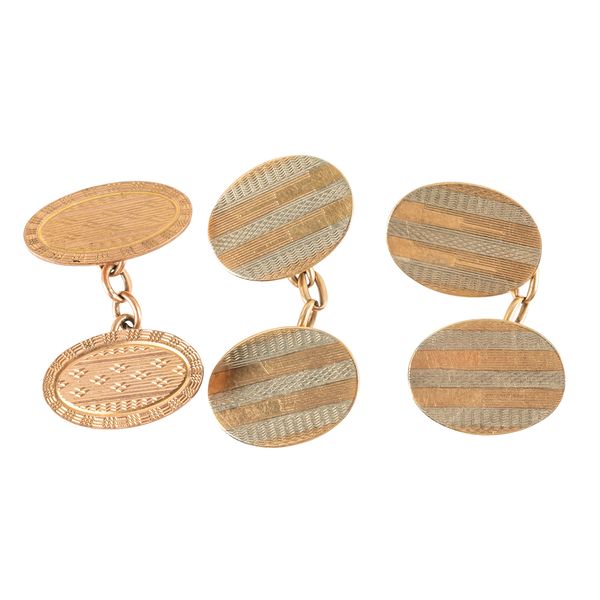 THREE 9CT GOLD CUFFLINKS (3)