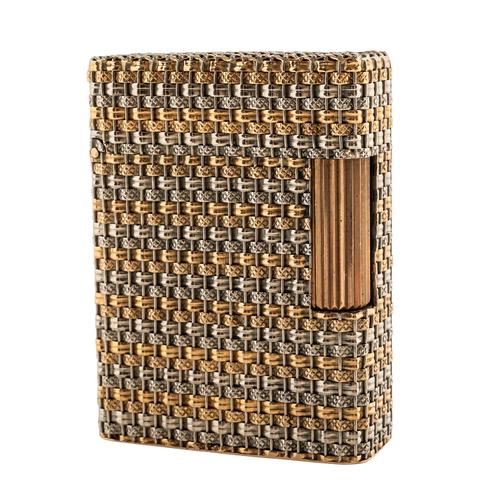 A DUPONT PARIS TWO COLOUR GOLD CASED GAS LIGHTER