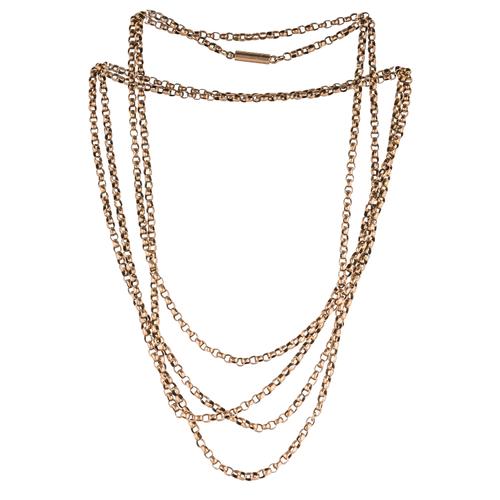 A GOLD LONG GUARD CHAIN