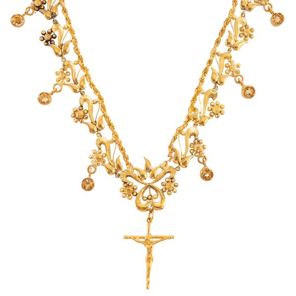 A GOLD AND GEM SET NECKLACE