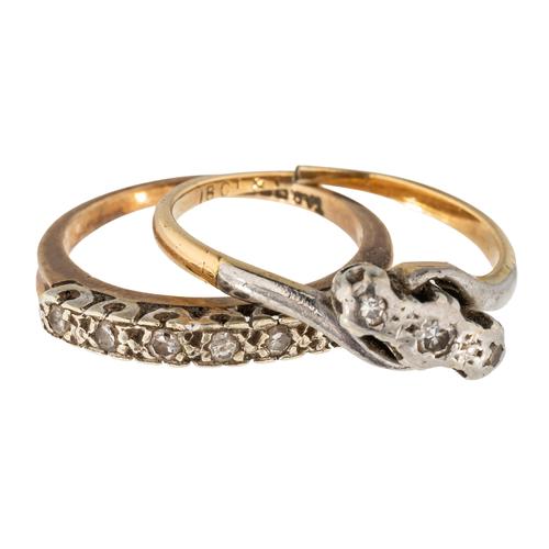 TWO GOLD AND DIAMOND RINGS (2)