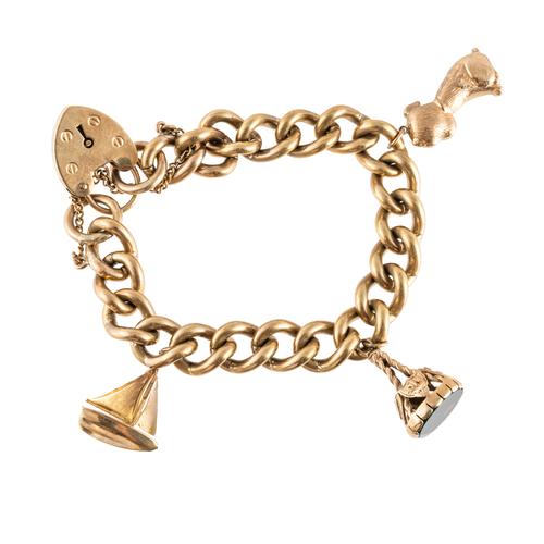 A 9CT GOLD CHARM BRACELET