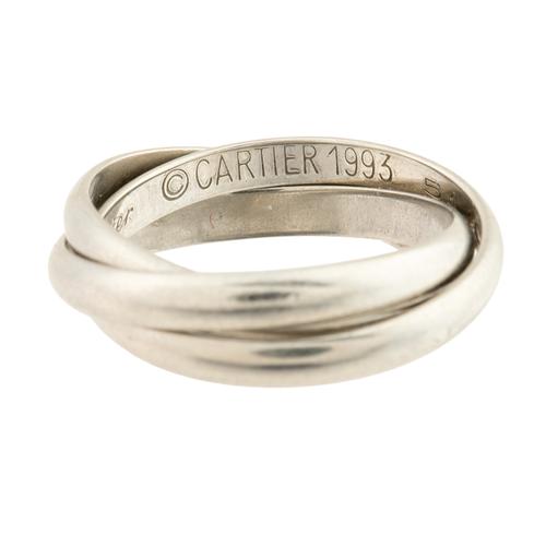 A FRENCH CARTIER PLATINUM TRIPLE BAND RUSSIAN STYLE WEDDING RING (2)