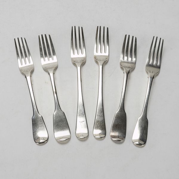 SIX SILVER TABLE FORKS (6)