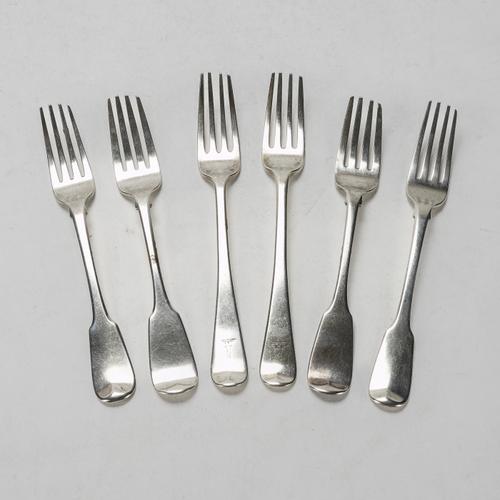 SIX SILVER TABLE FORKS (6)