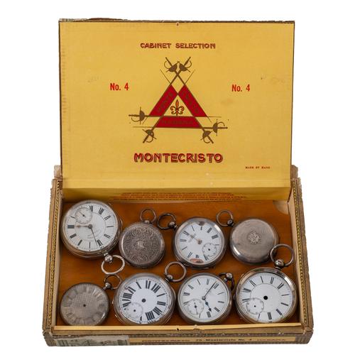 A GROUP OF SILVER AND FOREIGN SILVER CASED POCKET WATCHES, PART WATCHES AND WATCH CASES (8)