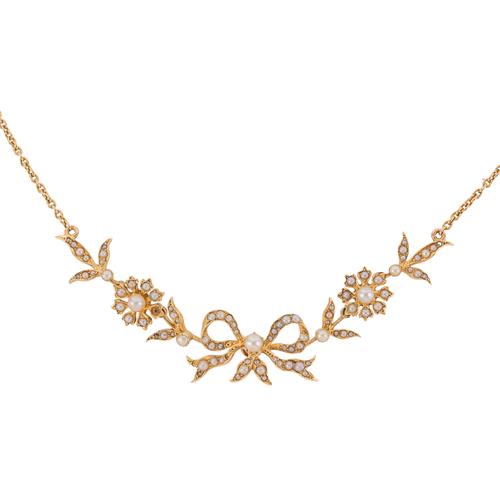 A GOLD AND SEED PEARL NECKLACE