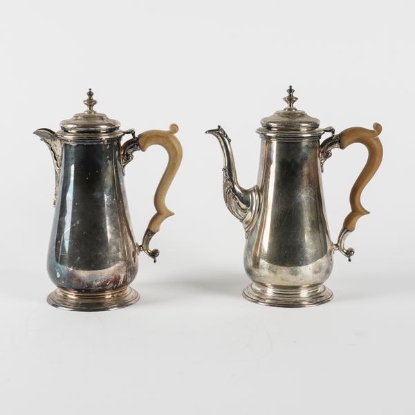 A SILVER TWO PIECE CAFE AU LAIT SET