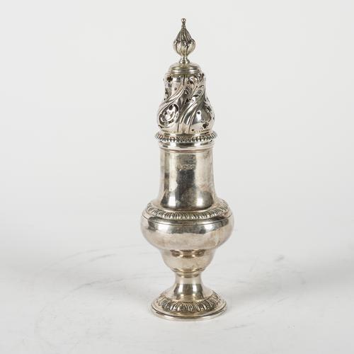 A LARGE SILVER SUGAR CASTER