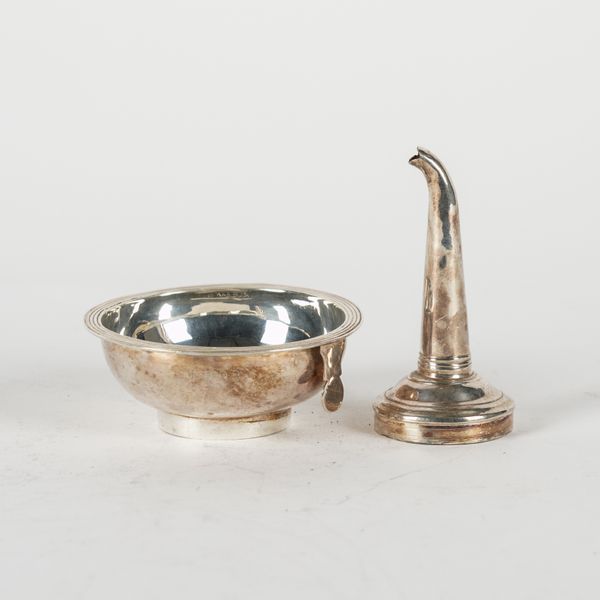 A GEORGE III SILVER WINE FUNNEL (2)