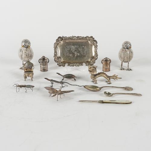 A GROUP OF SILVER, FOREIGN AND PLATED WARES (14)