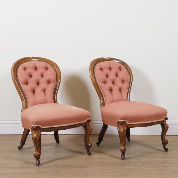 A PAIR OF VICTORIAN MAHOGANY LOW SIDE CHAIRS (2)