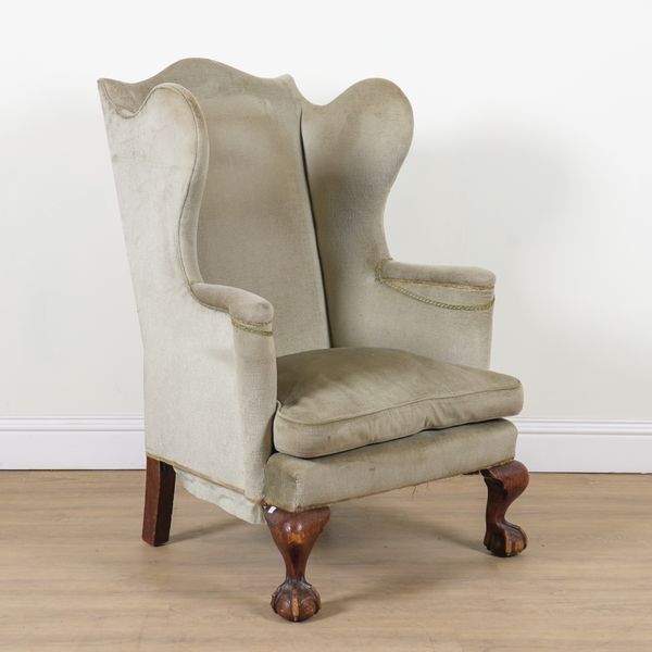 A VICTORIAN MAHOGANY FRAMED WINGBACK ARMCHAIR