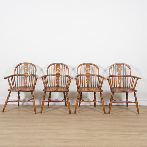 A SET OF FOUR ASH AND ELM WINDSOR CHAIRS (4)