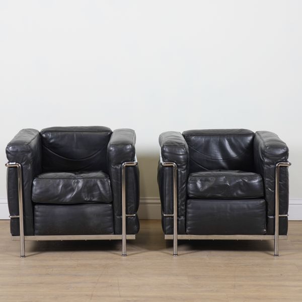 AFTER LE CORBUSIER; A PAIR OF CASSINA LC3 CLUB CHAIRS (2)