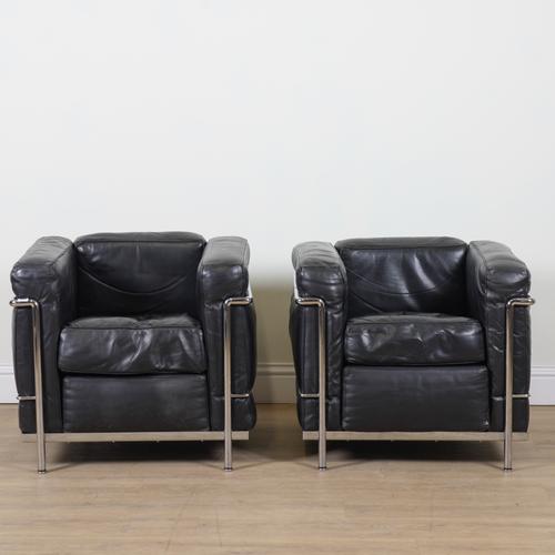 AFTER LE CORBUSIER; A PAIR OF CASSINA LC3 CLUB CHAIRS (2)