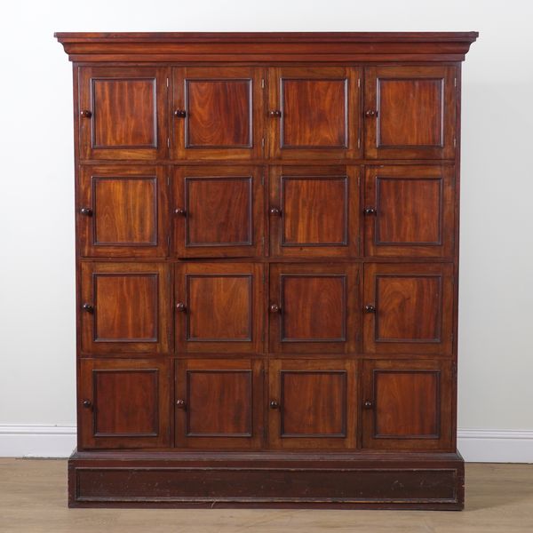 A LATE VICTORIAN MAHOGANY LOCKER CABINET