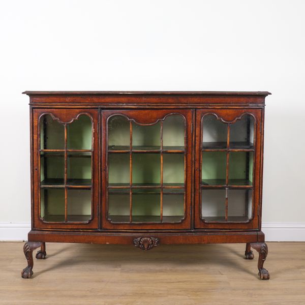 A 17TH CENTURY STYLE WALNUT DISPLAY CABINET