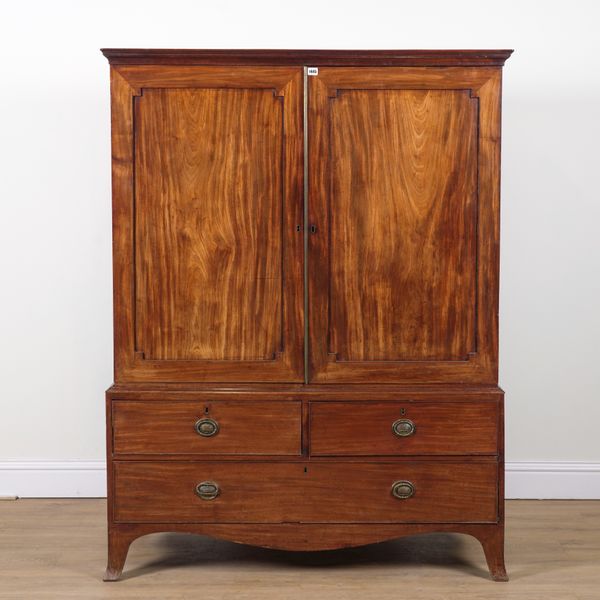 A GEORGE III MAHOGANY LINEN PRESS