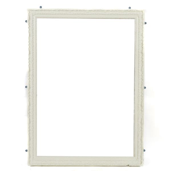A VICTORIAN LATER WHITE PAINTED RECTANGULAR WALL MIRROR