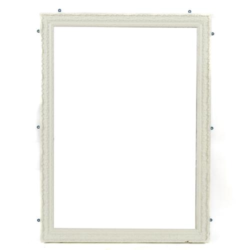 A VICTORIAN LATER WHITE PAINTED RECTANGULAR WALL MIRROR