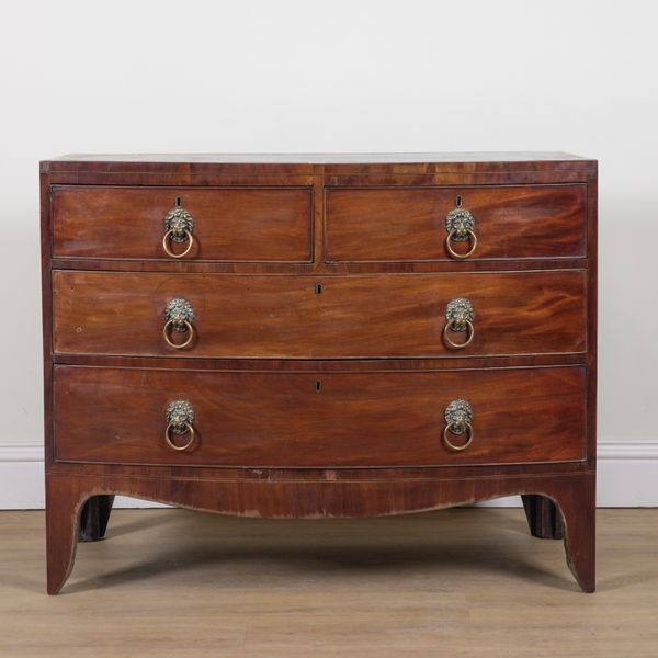 A 19TH CENTURY MAHOGANY BOWFRONT CHEST OF DRAWERS