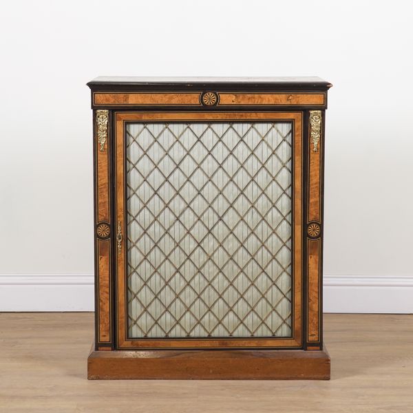 A REGENCY STYLE WALNUT INLAID PIER CABINET