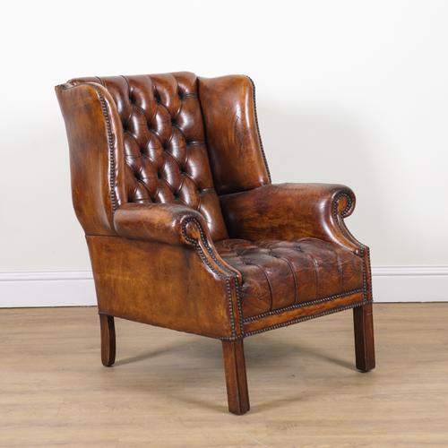AN 18TH CENTURY STYLE WINGBACK ARMCHAIR