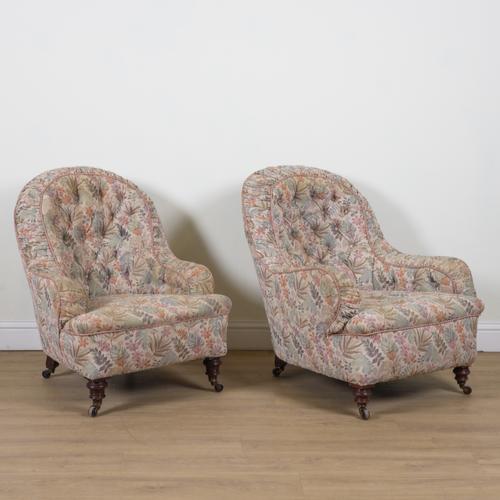 CORNELIUS V SMITH; A NEAR PAIR OF 19TH CENTURY TUB BACK ARMCHAIRS (2)