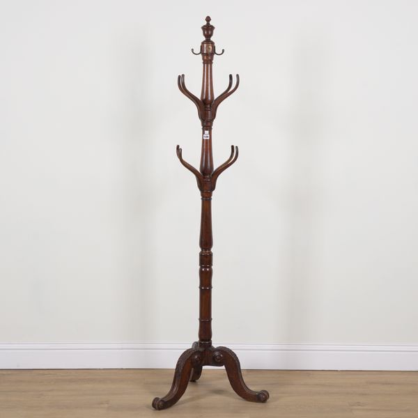 AN EARLY VICTORIAN OAK COAT STAND