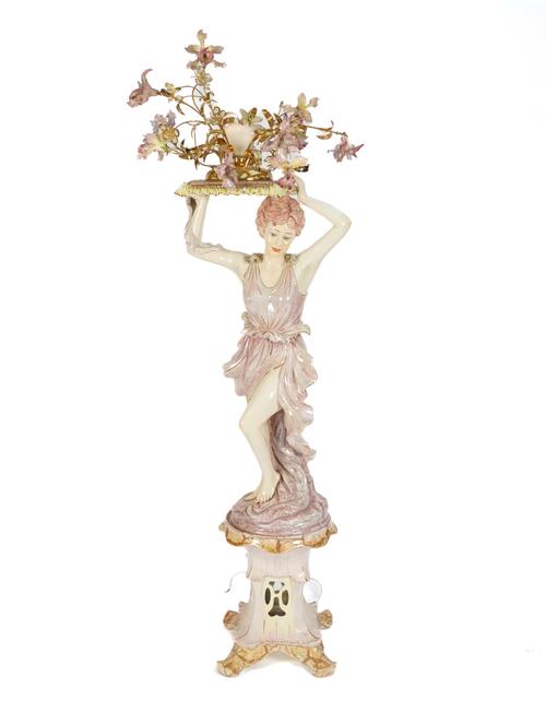 A CERAMIC FIGURAL STANDARD LAMP